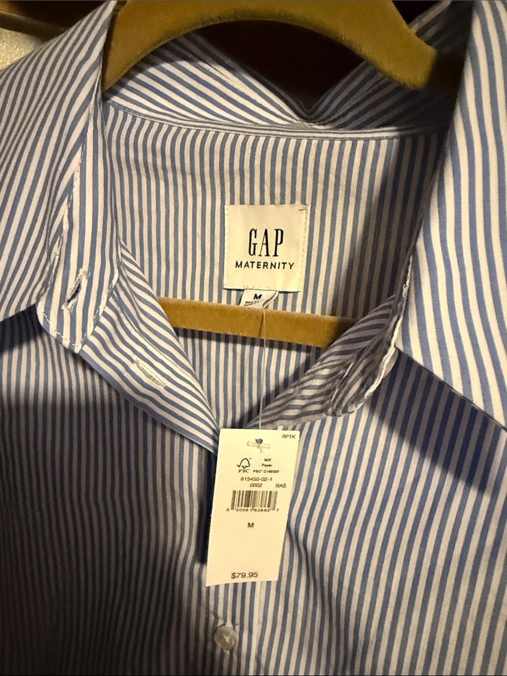 GAP maternity Blue and White Striped Long-Sleeve Shirt Dress - Picture 3 of 3